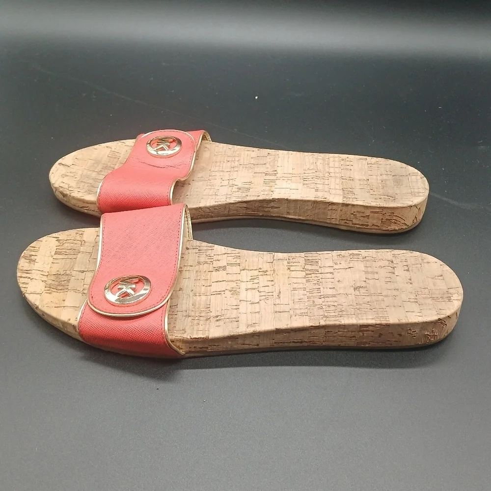 Michael Kors Lee Leather Slide Sandals Coral Reef​​​